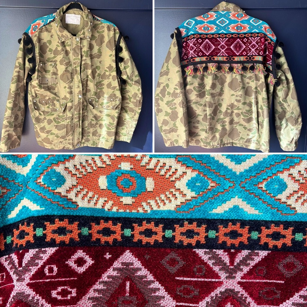 Zara military jacket with embroidery
